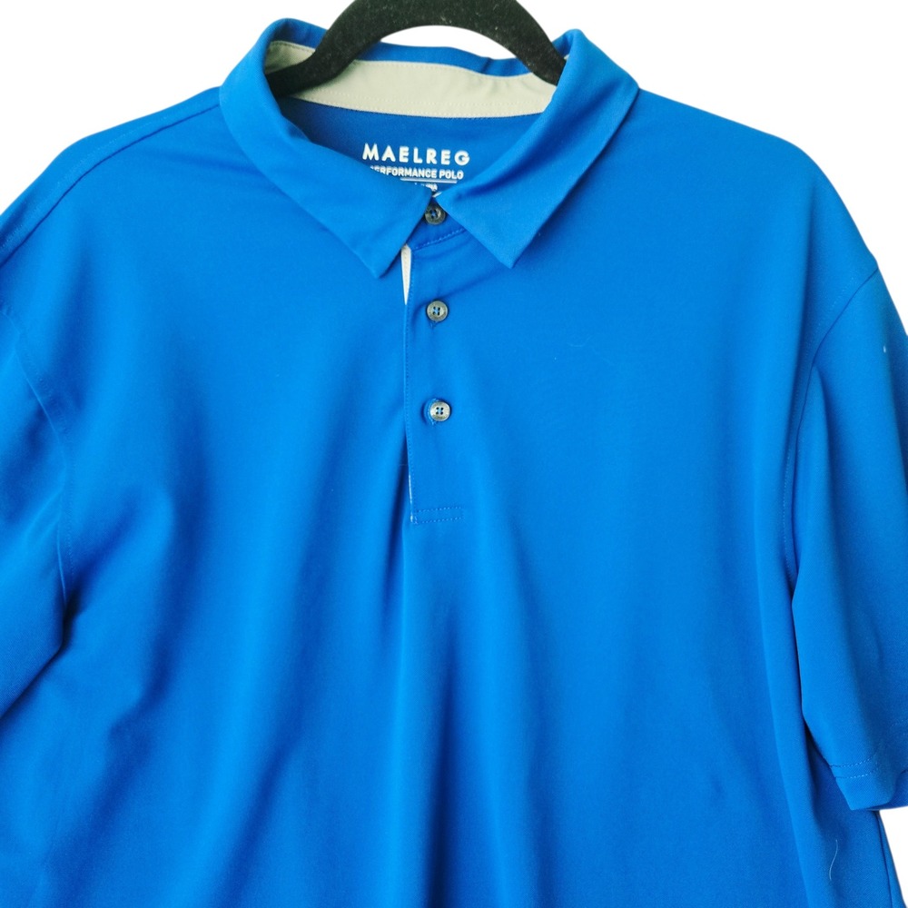 MAELREG Performance Polo Shirt Blue XL Golf‎ Athletic Short Sleeve Button Up Top - Picture 5 of 10
